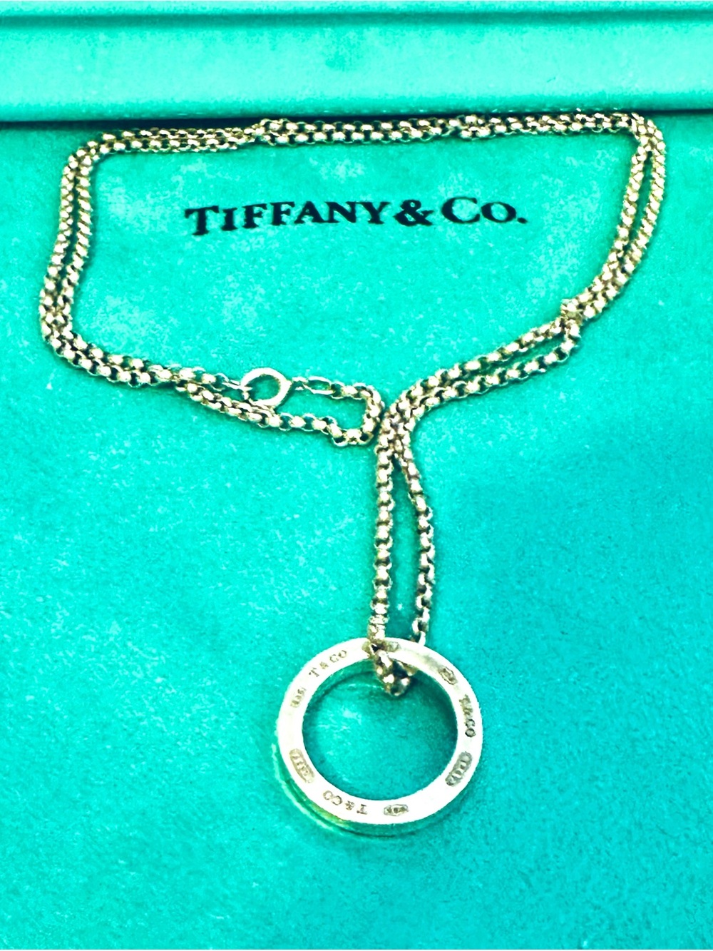 Tiffany & Co. 1837 Medium Circle Pendant Sterling Silver 21" Necklace Set 9.26GR